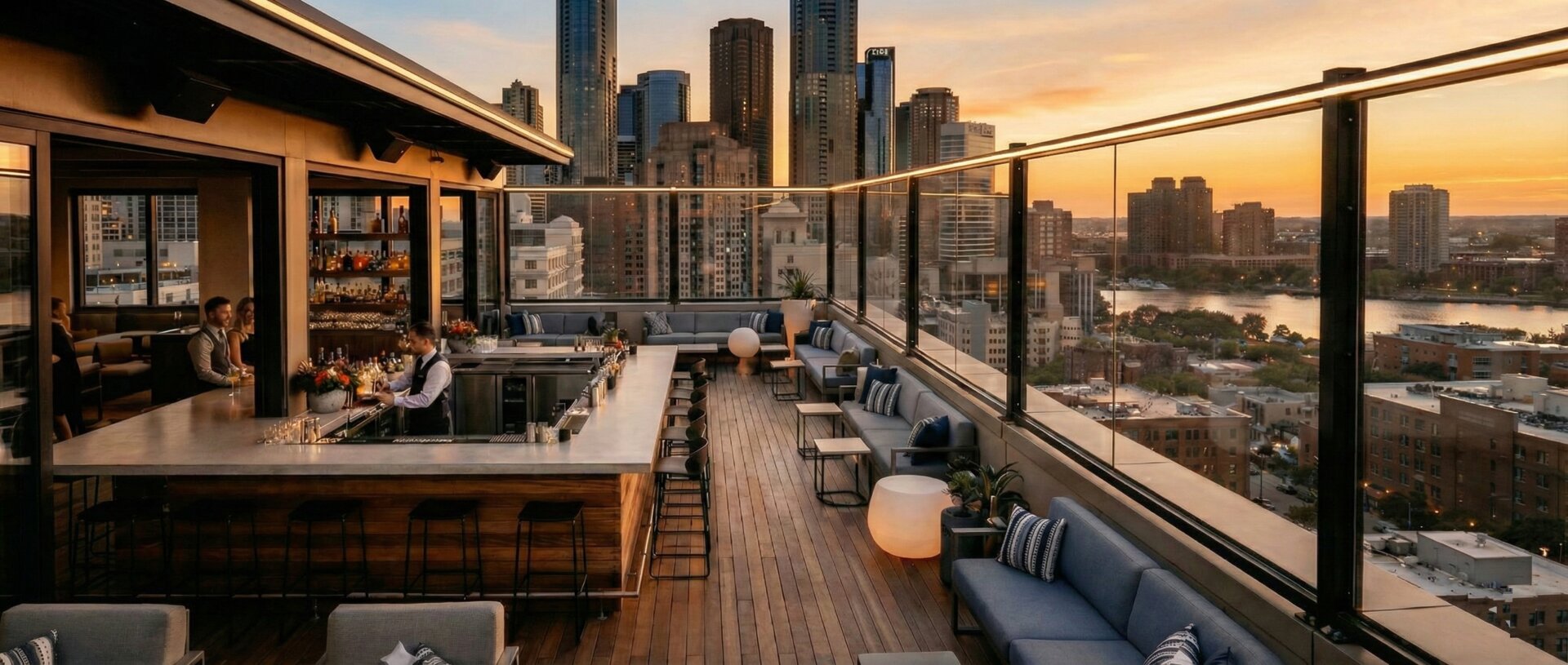 Rooftop Terrace Glass Enclosures & Railings — glass railing system on rooftop terrace